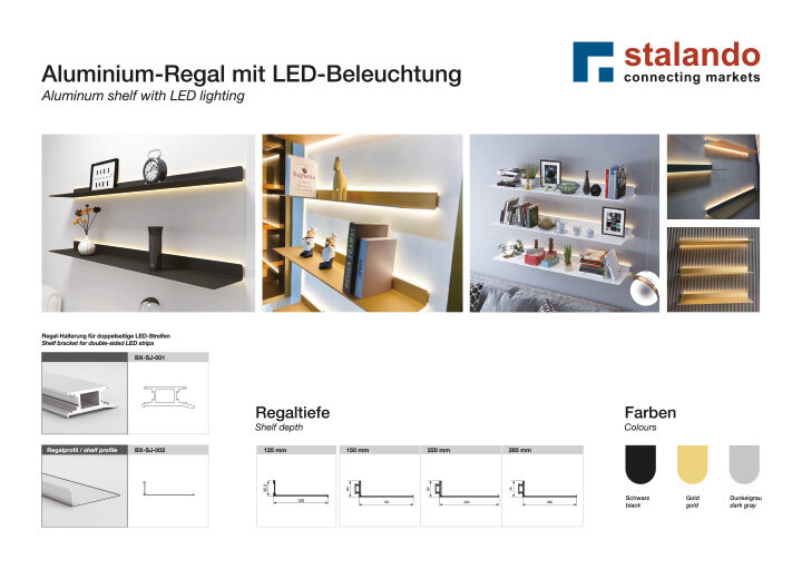 Aluminum shelf with LED lighting